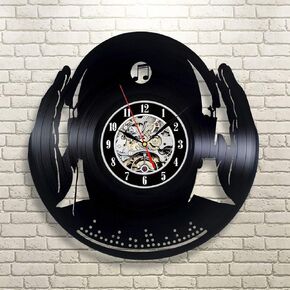 DJ Wall Clock Music is My Life Art Vintage Vinyl Record Clock DJ Music Minimalist Clock Birthday Gift Idea Decorations for Party Retro Wall Clock I Love Music LP Clock DJ Wall Art