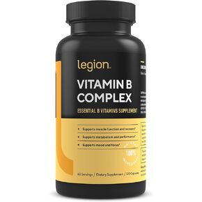 LEGION Vitamin B-Complex (120 Capsules) - Vitamin B Complex with Choline and Inositol Supports Mood & Liver Function - Vegan B Complex Vitamins Support Energy Metabolism & Muscle Function