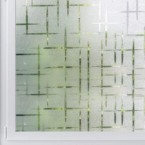 Mangobox Frosted Window Film,Non Adhesive Static Cling Decorative Window Covering, Easy Removable Privacy Window Film for Home Office Security UV Sun Blocking Star Cross Pattern (35.4x118 inches)