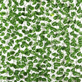 CQURE 72 Pack 504Ft Artificial Ivy Garland, Fake Vines UV Resistant Greenery Leaves Fake Plants Hanging Aesthetic Vines for Home Bedroom Party Garden Wall Room Decor(Green)