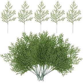 ZYP 40Pcs Artificial Pine Needles Branch,Christmas Faux Pine Needle,Artificial Faux Cedar Branch,Fake Greenery Pine Picks for Craft DIY Christmas Embellishing and Home Garden Decoration in Kuwait