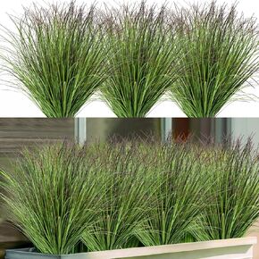 16PCS Artificial Plants Fake Bushes Artificial Shrubs Wheat Grass Greenery Artificial Greenery Stems Fake Outdoor Plants for House Plastic Outdoor UV Resistant Faux Grass (16)