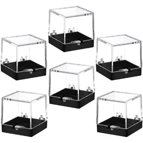6pcs Mineral Specimen Boxes Clear Square Display Cases for Agate Slices Crystals Minerals Fossil Coral Small Collectibles