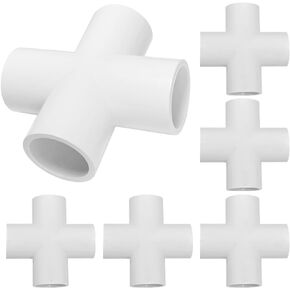 4 Way 3/4 SCH40 Flush Cross PVC Fitting Pipe Connector (6 Pack)