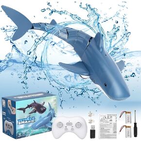 GearRoot Remote Control Shark Toy RC Boat 1:18 Scale 2.4G High Simulation Shark Large Capacity 700mAh Great Gift RC Boat Pool Toys for Boys Girls Kids