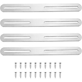 ECSiNG 4pcs Adjustable Flat Mending Plate 215 x 24 mm Flat Corner Bracket Stainless Steel with Slotted Hole for Wood Furniture Timber PC Case Holder