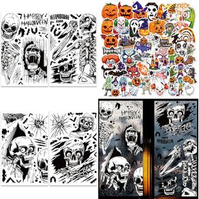 54 Sheets Halloween Window Clings Stickers and Halloween Theme Vinyl Stickers for Halloween Windows Party Decorations in Kuwait
