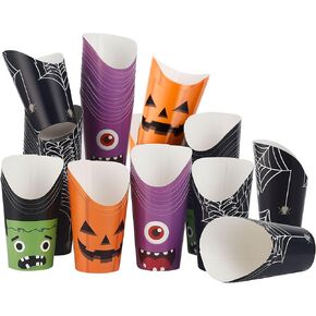 Winoo Design Halloween French Fries Holder - 40 PK - Charcuterie Cups 12oz Disposable Paper French Fry Cups Snack Cup Appetizer Cups for Parties