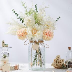 LESING Artificial Flowers in Vase, Silk Faux Flowers Arrangement Rose Bouquets with Vase Rustic Table Certerpieces for Decoration (Autumn Daisy)