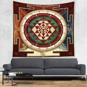 UHOMETAP Sri Yantra Tapestry Mandala Yoga Meditation Tapestries Sacred Geometry Wall Decor Art Wall Hanging for Dorm Living Room Bedroom 60X60 Inches GTWYUH592