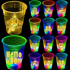 mishunyus 24 Pcs Glow 30th Birthday Decorations,Death to My 20s Party Cups,RIP to My 20s Birthday Decorations for Funny 30th Birthday Party Supplies，RIP Twenties Birthday Cups(16 oz)