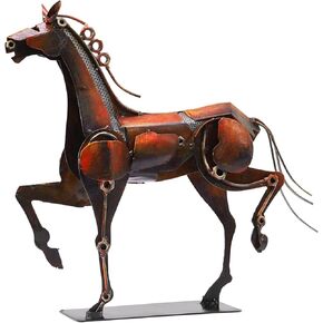 Metal Horse Statue - Rustic Handmade Western Décor - 100% Hand-Painted Horse Figurines Décor for Office Home - Horse Sculpture Gifts for Women (Brown)