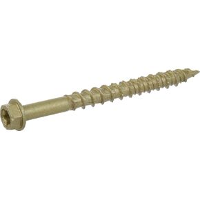 Power Pro Premium One Multi-Material Hex Washer Head Screws, Epoxy Coated Steel, Fasten in Wood, Metal, Concrete, Drywall and Plastic, Bronze, ¼ x 2-¾ inches, Box of 37 Screws
