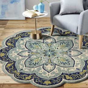 LR Home Dazzle Area Rug, 4' Round, Teal