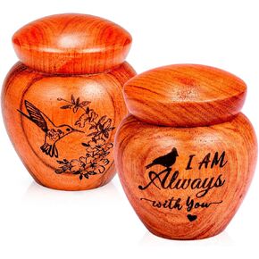 2 Pcs Small Urns for Human Ashes Hummingbird Wood Urns Holder for Pet Ashes Wood Keepsake Memorial Urn Always with You Wooden Funeral Urns for Sharing