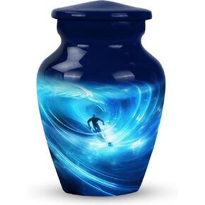 Surfer in Cosmic Wave Artwork-Small Urns for Dad- Ashes Urn - an Urn for Ashes - Urns for Ashes Adult Female Mom - Cremation Urns for Human Ashes Adult Female(size-3nch,1pcs), Natural