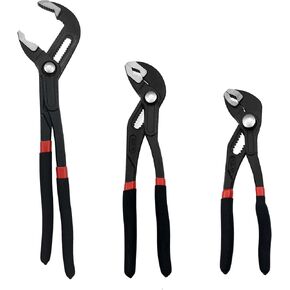 3PCS Groove Joint Pliers Set 7Inch 10Inch 12Inch, Fast Adjustable Channel Locks Plier Set Quick Release Water Pump Pliers Set V-Jaw Tongue for Gripping, Repair, Nuts, Bolts, Pipe