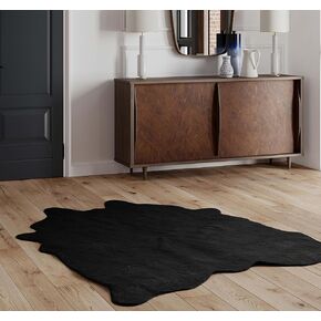 NativeSkins Faux Cowhide Rug (4.6ft x 6.6ft) – Chalk & Board Gray (Large) - Cow Print Area Rug with Faux Suede No-Slip Backing, Cow Print Rug, Animal Hide Rugs, Cowhide Rugs for Living Room …