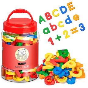 JoyCat 78PCS أرقام الحروف المغناطيسية الأبجدية مغناطيس الثلاجة ABC 123 مرحلة ما قبل المدرسة التعليمية التعليمية البلاستيك لعبة ملونة مجموعة كبيرة صغيرة رموز الرياضيات للأطفال الصغار