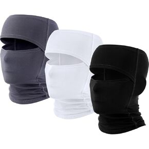 Eurzom 3 Pcs Open Top Ski Masks Balaclava Face Masks Empty Top Full Face Cover Lightweight Windproof Moisture Wicking UV Protection Ski Mask for Football Baseball Sport Black, Gray, White