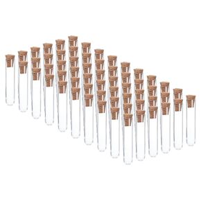 PATIKIL 3ml Plastic Test Tubes with Cork Stoppers, 60Pcs 60x12mm Tubes for Scientific Party Decoration Candy Bead Storage Bath Salt Lab Use, Clear