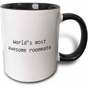 3dRose Worlds Most Awesome Roommate Mug, 1 Count (Pack of 1), Black