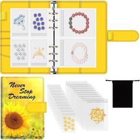bvya Jewelry Organizer, Jewelry Storage Book, PU Leather Book for Bracelets Necklace Rings Photos Cards(50 Grids + 50 Anti-Oxidation PVC Bags + 1 Small Velvet Pouch)
