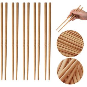 Chopsticks Reusable Chinese Wooden Chopsticks Dishwasher Safe Chopstick,Pack of 10 Natural Health for Cooking Eating,Korean & Japaness Style,9.8 inch Long,Brown