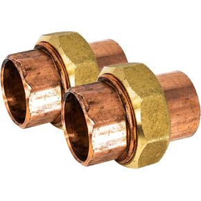 2-Pack 3/4-Inch Copper Union CxC (Copper x Copper) Sweat Connection, Certified Safe for Drinking Water (CWUN0034-2P)