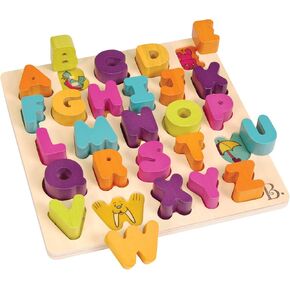 B. toys- Alpha B. Tical– Wooden Alphabet Puzzle – 26 Letter Pieces – Chunky Wooden Puzzle – Educational Toys for Toddlers, Kids – 18 Months +