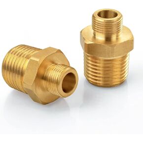 1/2 to 3/8 Reducer, Vfauosit 3/8 to 1/2 RV Faucet Adapter Brass Compression Fitting Faucet Supply Line Adapter for Plumbing Water Hose 2 Pieces