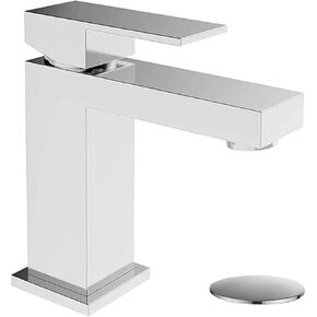 ALWEN Bathroom Faucet Brushed Nickel, Bathroom Faucets for Sink 1 Hole, Single Faucet with Pop Up Drain Leadfree Touch on Bathroom Sink Faucet