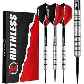 RUTHLESS Ranger II Professional Tungsten Steeltip Darts Set in 21g and 23g, with Flights and Stems Shafts
