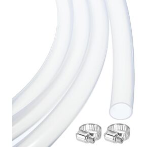MECCANIXITY 3.3ft Clear Silicone Rubber Tubing 1/2" ID 5/8" OD Plastic Tube Flexible Air Hose for Brewing, Wine Making, Pump Siphon, 12mm x 16mm, with 2pcs Clamps