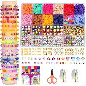 EMUFOOK Friendship Bracelet Kit Clay Beads Bracelet Kit Colorful Beads for Jewelry Making Kit Bracelet Making Kit for Girls Jewelry Making Kit for Girls 8-12 Crafts for Girls Ages 8-12