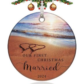 Christmas Ornaments 2024,Our First Christmas Married Ornament Mr and Mrs Newly Wedding Gifts for Couple Unique Anniversary Bridal Shower Gift Her Women Friends Bride to be Newlyweds Xmas Decorations