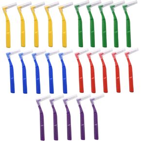 Angzhili 25 Pcs Interdental Angle Brushes,Reusable Dental Cleaners,Oral Dental Hygiene Brush,Dental Toothpick Floss for Braces,Tooth Cleaning Tool (Multi-colored)