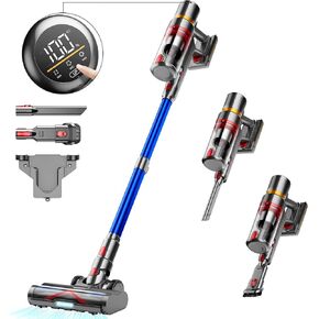 Cordless Vacuum Cleaner, Upgraded 45Kpa/550W Powerful Suction Stick Vacuum with Touch Screen, Max 55Mins Runtime Vacuum Cleaners for Home , Anti-Tangle, Lightweight Vacuum for Pet Hair/Carpet/Floor