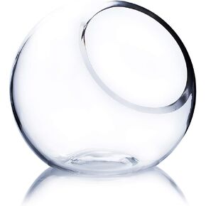 WGV 6" Clear Glass Vase Slant Cut Tilted Bubble Bowl, Plant Terrarium, Floral arrangement, Wedding Center piece, Home Décor, Flower Container
