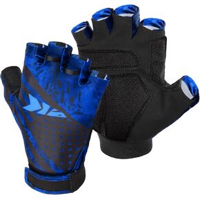 KastKing Gil Raker Gloves UPF50+ Fishing Gloves UV Protection Gloves Sun Gloves for Men Or Women for Fishing, Outdoor, Kayaking, Rowing, Sailing, Canoeing, Hiking, Biking - Blue Patriot, X-Large