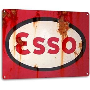ESSO Logo Oil Gas Garage Shop Retro Vintage Rustic Wall Decor - 8"X12" Tin Metal Sign