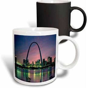 3dRose mug_56145_3 "St louis Missouri Arch At Nite" Magic Transforming Mug, 11 oz, Multicolor