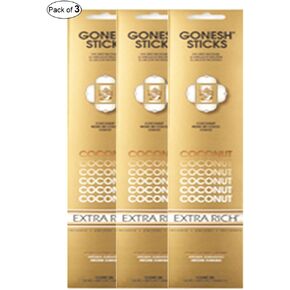 Gonesh Incense Extra Rich- Coconut (20 Sticks in 1 Pack) (Pack of 3)