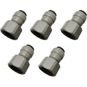 YZM Push-to-Connect Tube Fittings, Thread Female adapters,1/2" NPTF x 3/8" Tube OD,for RO Water Systems, Water Filter,Water purifiers. (pack of 5)