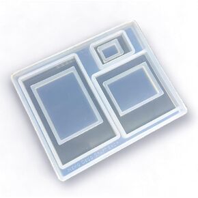 Neko Deco Craft Shop 2 pcs Trading Card Sized Rectangle Shaker Resin Silicone Mold Shiny Glossy DIY Keychain Arts Crafts, clear
