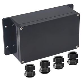 Junction Box IP65 Waterproof ABS Plastic Electrical Project Case Power Junction Boxes, Project Box with Fixed Ear Black 7.87 x4.72 x2.95 inch (200x120x75 mm)