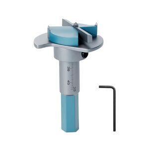 1-3/8Inch Adjustable Hole Positioner, Hex Shank Carbide Tipped Forstner Drill Bit, Hole Saw Milling Cutter, with a L-Wrench, Woodworking Hinge Cutter Tools for Wood Plywood Hard Wood MDF