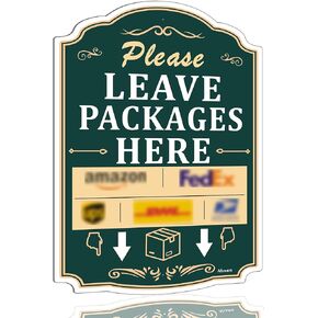 Please Leave Packages Here Sign 14" x 10"Package Delivery Sign, Rust-Free Aluminum, Deliveries Sign, Package Sign, Weatherproof, Easy to Install, Indoor or Outdoor Use, 1 Pack