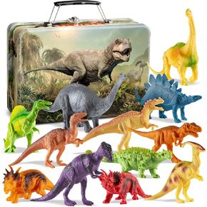 PLAYVIBE Dinosaur Toys for Kids 3-5 – 12 Realistic Small Dinosaur Figures with Storage Box, 5-7 Years Old – Toddler Boy Dino Toys