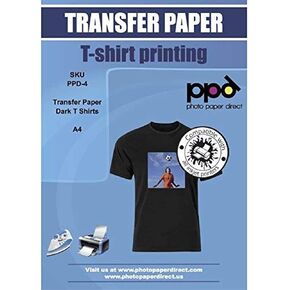 PPD Inkjet PREMIUM Iron-On Dark T Shirt Transfers Paper LTR 8.5x11" pack of 10 Sheets (PPD004-10)